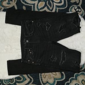 American eagle x Young Money black distressed stacked skinny jeans men's
